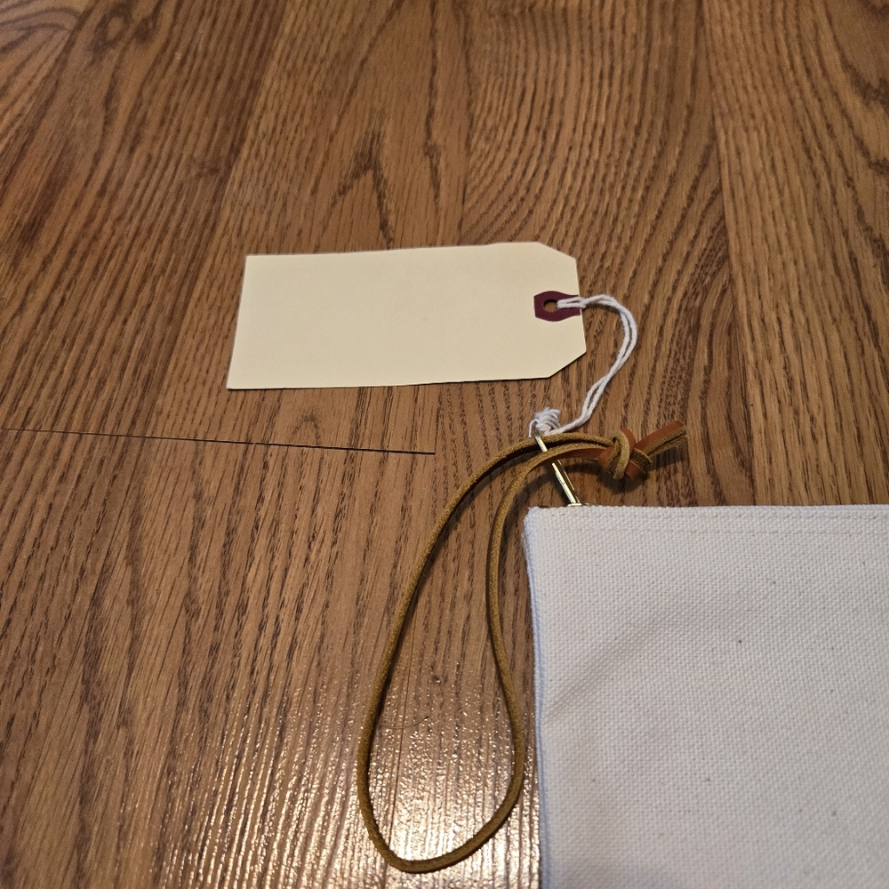 M. Carter Blue and Cream Wave Canvas Clutch Waves Wristlet Classic Zip Pouch NEW - Picture 4 of 8